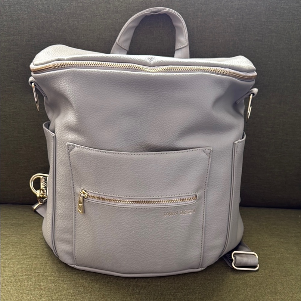 Fawn Design Gray Baby Bag with Structured Shape and Versatile Design